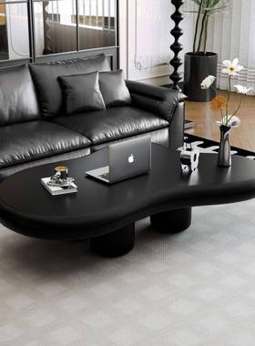 黑色四奢脚云茶几家卧室轻朵异用形桌子简DAO约创意网红款茶桌