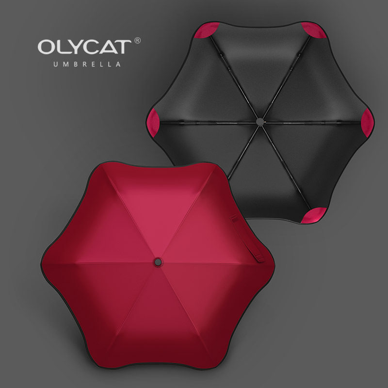 OLYCAT欧力猫创意花型伞三折叠手动折叠黑胶遮阳防晒晴雨两用伞女