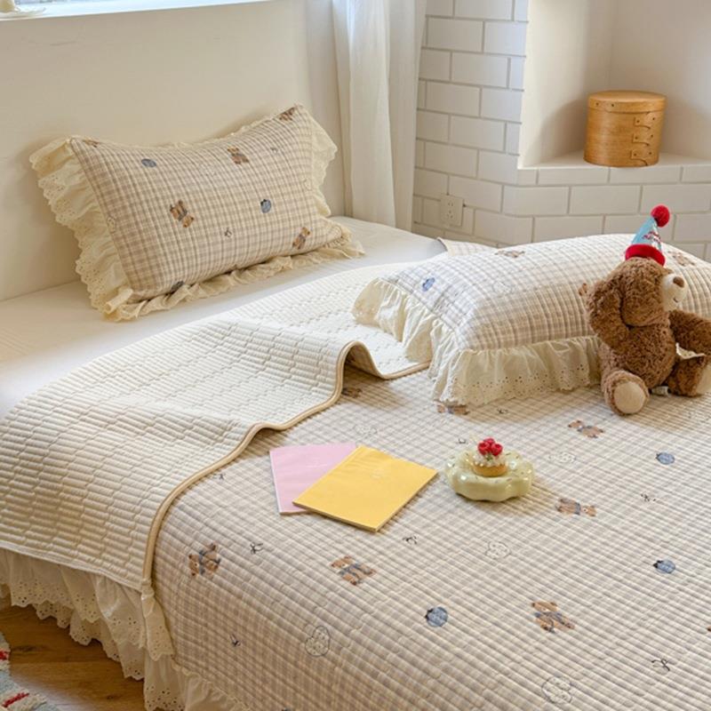 新款全棉春盖纯棉镂白色花边韩式床四季空款床罩枕套154两件套三