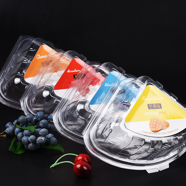 透明加厚PET带盖三角食品盒