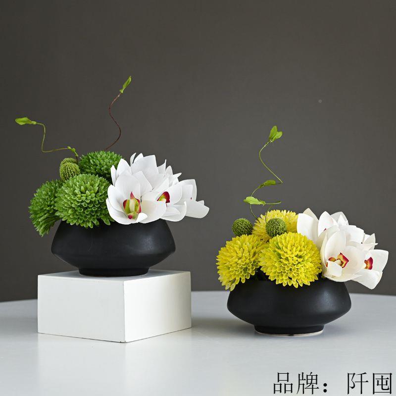 882现代花奢仿真绿植陶瓷插花艺器客轻厅餐桌售楼处茶几桌面家居