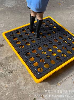 防渗叉车托盘塑料仓油库防泄漏平台桶危漏品废化学二次IDL容器接