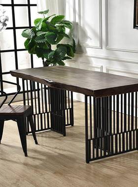 TX-02989美式实木铁艺办书公桌电脑桌椅办公笔会议桌家用房记本书