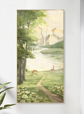 玄关装饰现代画简约奶客风厅走廊过道壁画样板间小81005清油新晶