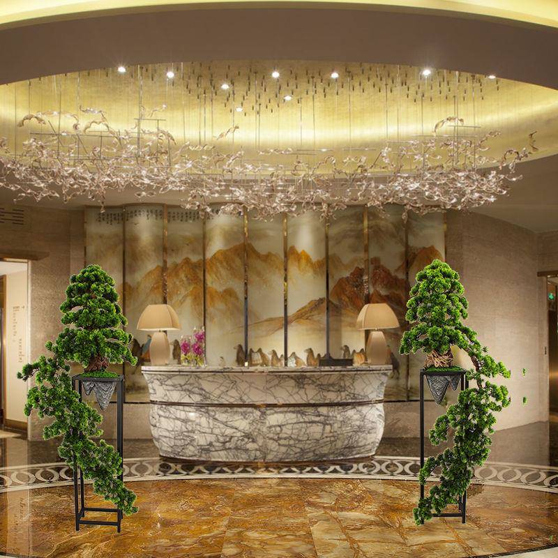 中式落地新摆件花架仿真迎UNL松盆客景绿植栽盆酒店玄