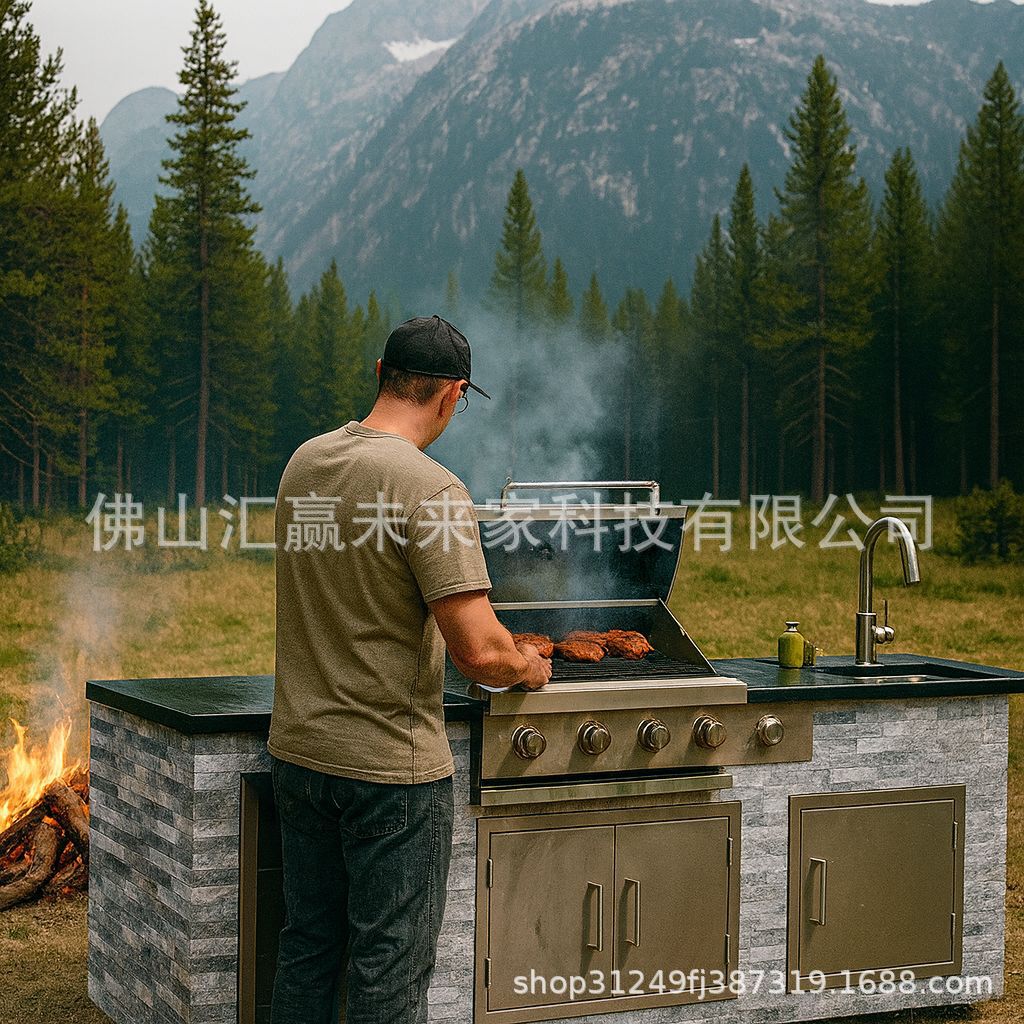 美式庭院烧烤架院子烧烤橱柜不锈钢柜体野营露营烧烤户外厨房跨境