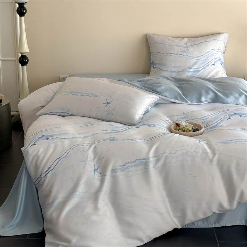 夏季2莱用赛尔天丝印花四件205新款凉感冰丝三件套小清新床上PLS