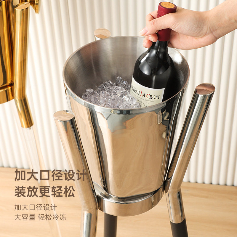 不锈钢大容量立式带架冰桶套装