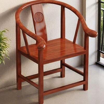 实仿古围椅三件套新中YUF式带扶手主茶椅官人木帽椅靠背椅台桌椅w