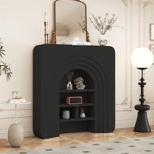 法式 饰宿黑色壁玄关柜客民厅边轻奢展炉示柜779直柜播间 壁炉柜装