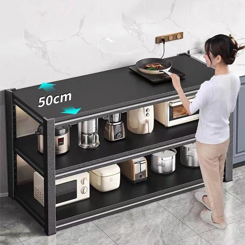 厨房置物架落地多层家用电器微波炉收纳柜多功能橱柜储物架子货架