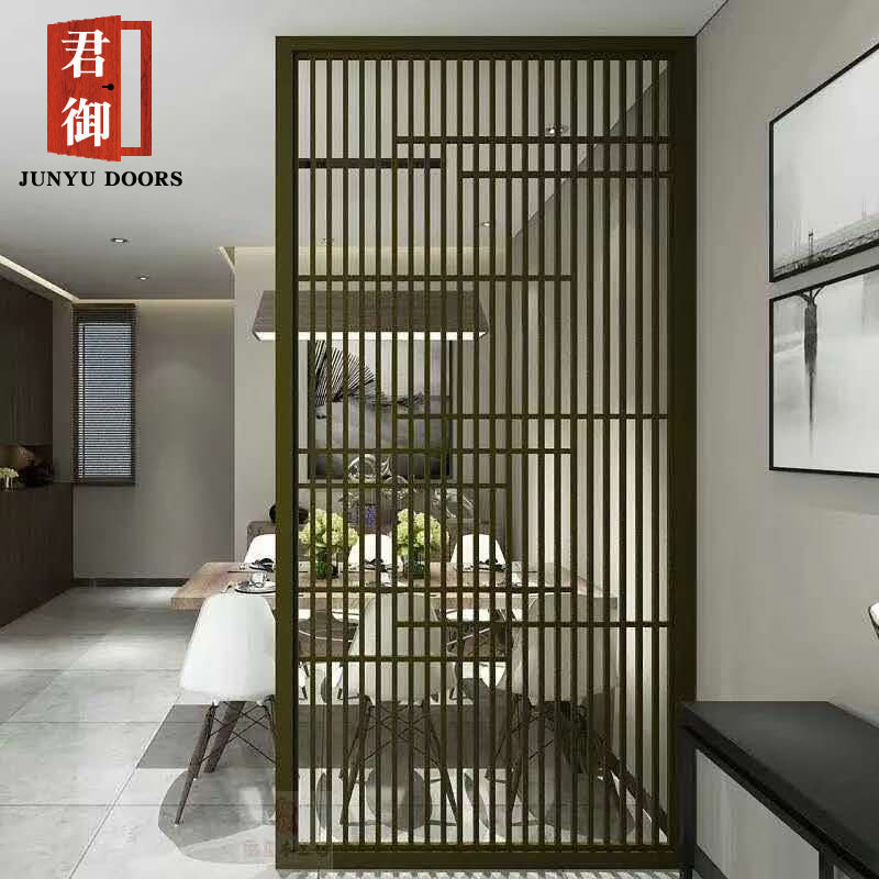 日式栅格板柜门屏风百叶柜门格子门非标格条实木多层板免漆推拉门