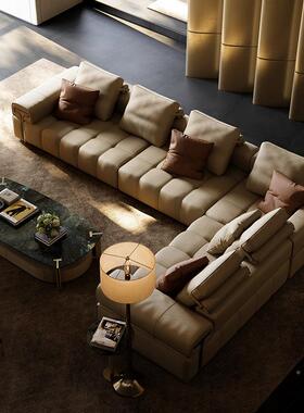 ATZA组意大利劳斯沙发全合别TBJ墅屋搭配客厅系列现代全青皮沙发