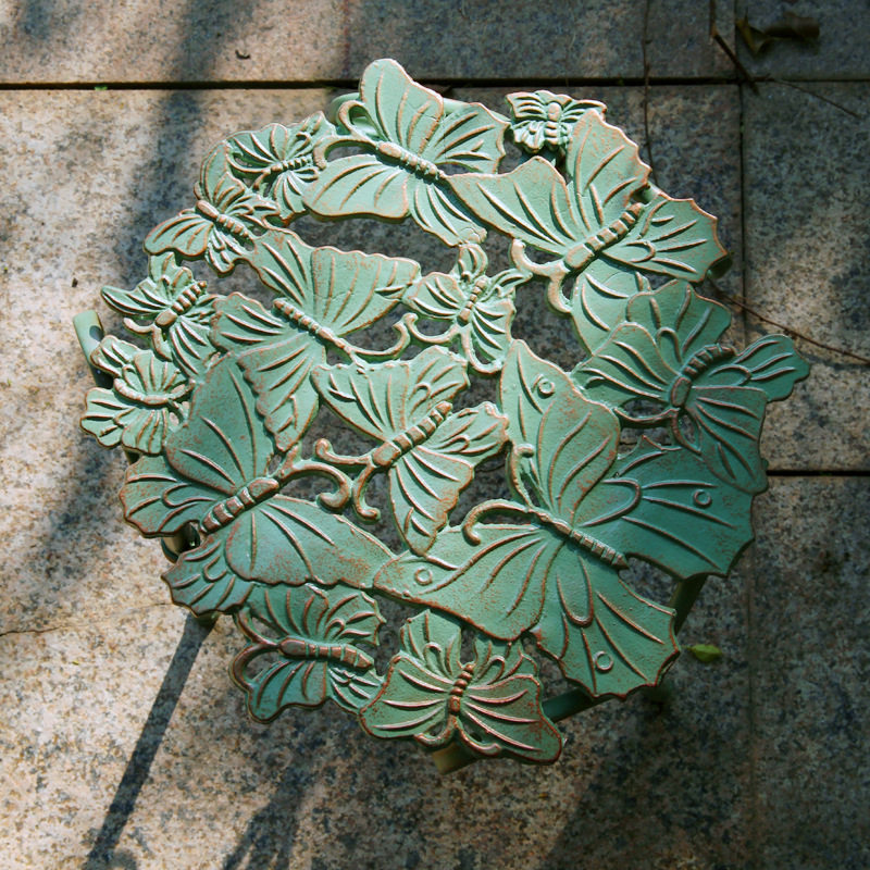 做旧铸铁花架子铁艺落地花园庭院阳台客厅花盆架花凳装饰置物新款