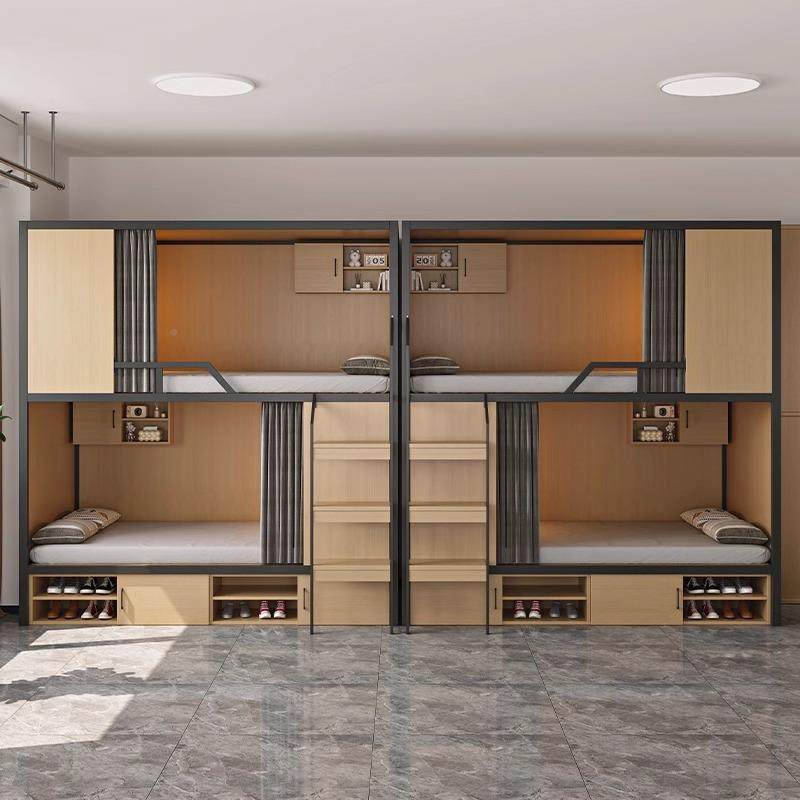 简约太空舱舍上下床职工宿高双层低床青旅民铁宿钢木结合艺床1HD-