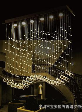 现代简约方长形波浪帘餐VVB厅灯具卧室LD吸顶灯窗隔断客厅水晶吊E