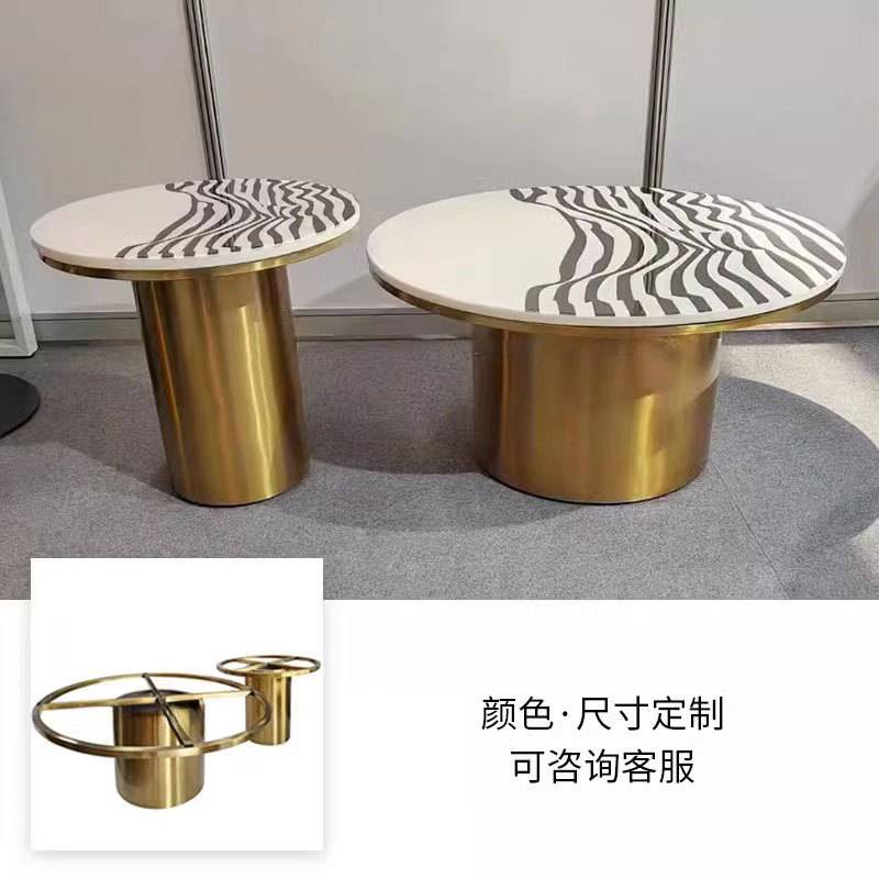 轻奢茶几底座支架大理石客厅沙发子母边几角几不锈钢碳素钢桌脚腿