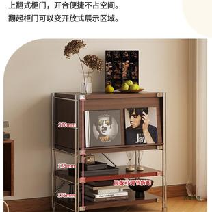 中古风置985物柜沙边柜翻杂志柜书柜发落地墙收纳陈靠列展示柜矮