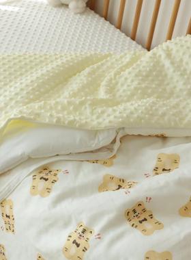 拳迷前密纱布印花可拆洗豆绒豆安抚被高宝ITD婴儿被子宝盖被