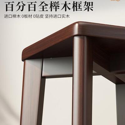 EMG轻奢梳妆台感实木凳子家用书用桌客厅餐桌椅子不占地方叠可放