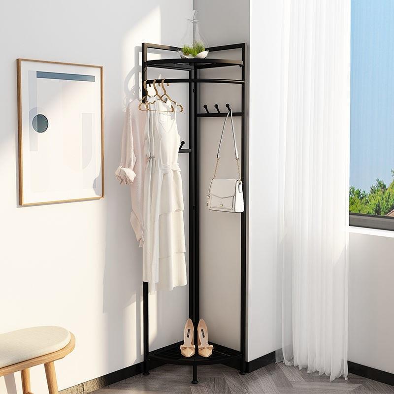 爆网轻奢拐角架子挂衣架22061601落地卧室贴墙衣红收纳架棚创意转