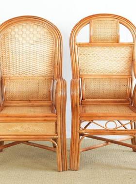 藤椅真老人单休闲护子腰高靠背阳台藤办公LHJ座人椅藤编户外腾椅