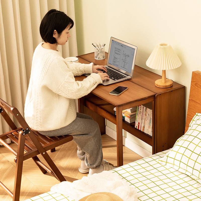 折叠书桌电脑桌子办公桌学生家用小型台式卧室床边写字工作台