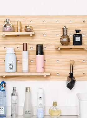 木洞洞板玄墙MRR挂板装饰实墙面关木质置物收上纳架