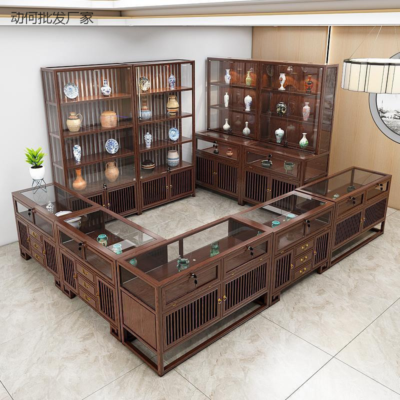 新中式实木玻璃珠宝玉器展柜