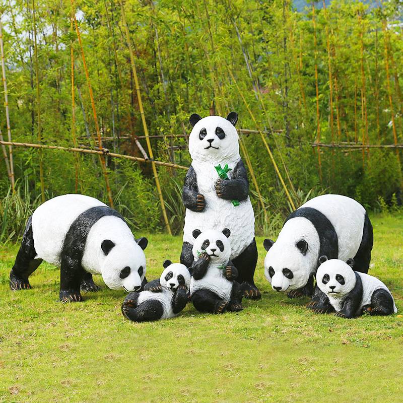 仿真熊猫玻璃钢雕塑园林景观小品大型公园景区草坪室外装饰品摆件