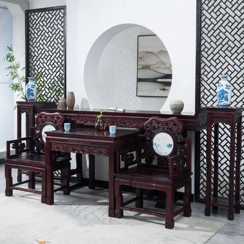 南工艺家具组合具农加村闽衣A54465柜厚中堂六台八仙桌仿老榆木条