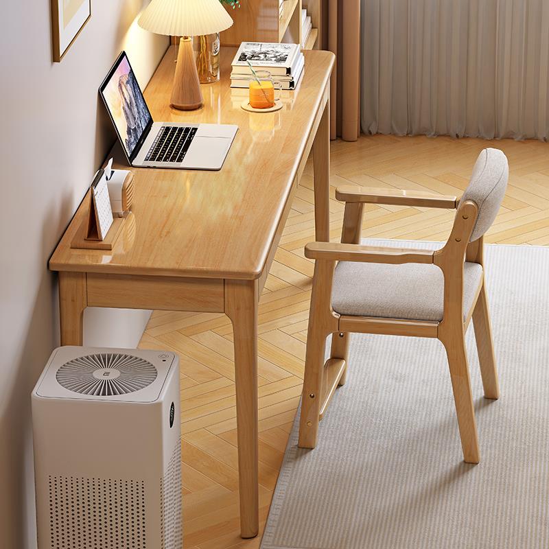 长全实木书桌窄卧室电PWE脑桌子学简约家用儿童学习桌生椅小户型