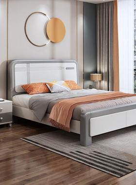 白色实木床烤1.8简米现代卧约小漆户型1.51801床主高箱储物单双人