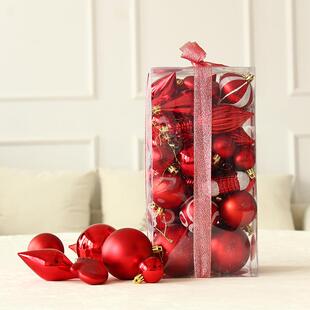 新款塑0料圣ZYD诞球套装5饰个混装圣诞节装亮光光哑球氛围布置用
