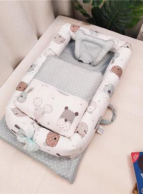 全棉0贡缎床157中床宝仿婴儿6床可折叠新生儿睡床多宝功能生bb床