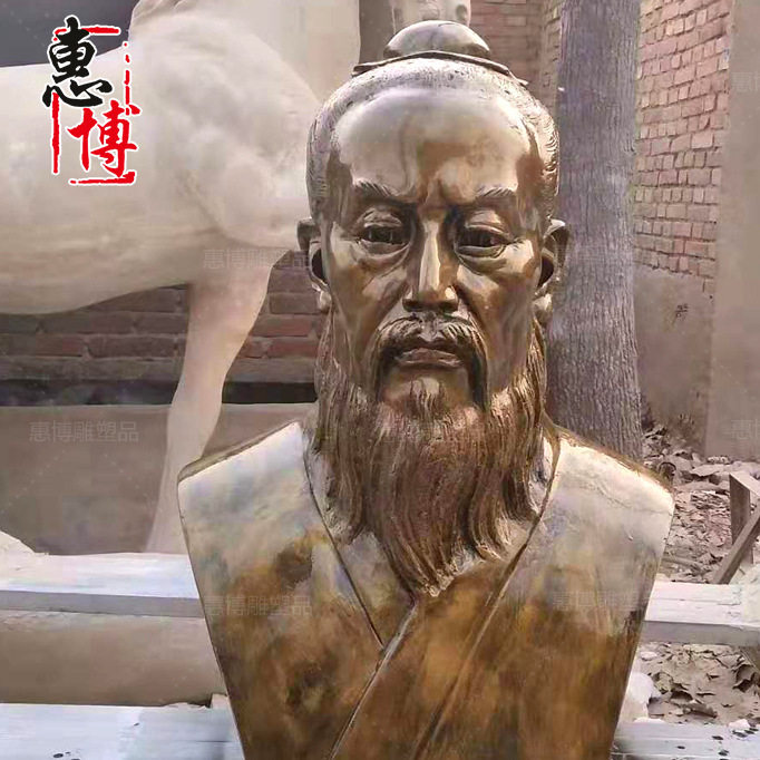 玻璃钢铸铜管仲名人雕塑