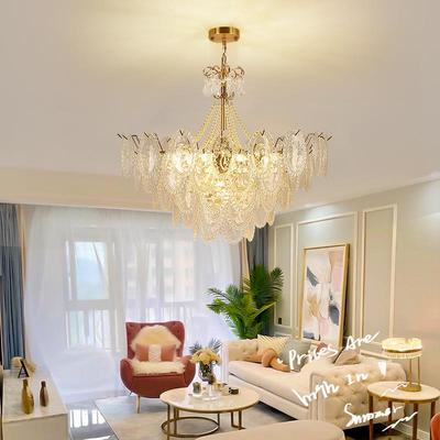 卧法式奶15213珍油风吊灯轻水晶玻璃珠网红创意现代简奢约大气客