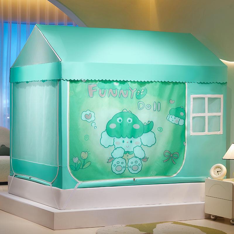 儿童城堡用卡通防摔蚊家帐帘体QTL婴儿遮光蒙古包蚊帐一三开门蚊