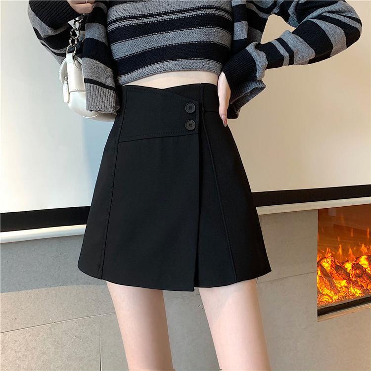阔腿裤裙女 2025春夏款高腰短裤西装A字裙假两件前裙后裤半身裙裤