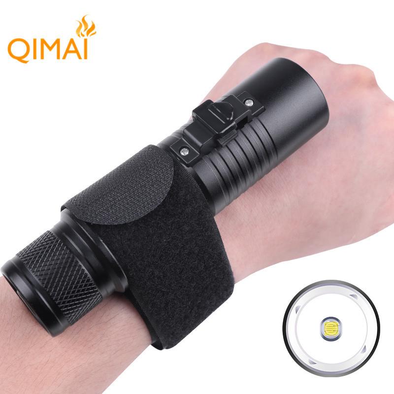 厂家直销T6LED强光潜水手电筒磁控开关水陆两用绑带专业防水手电