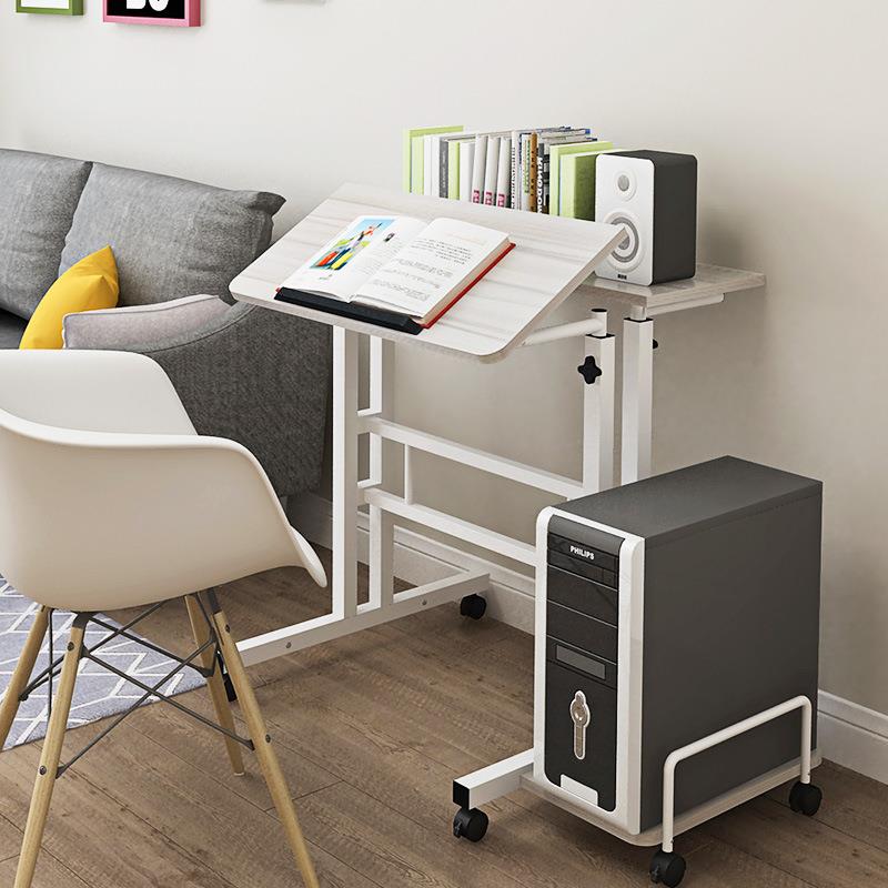 可站立电脑桌简约现代台式笔记本家用简易办公桌移动升降床边桌