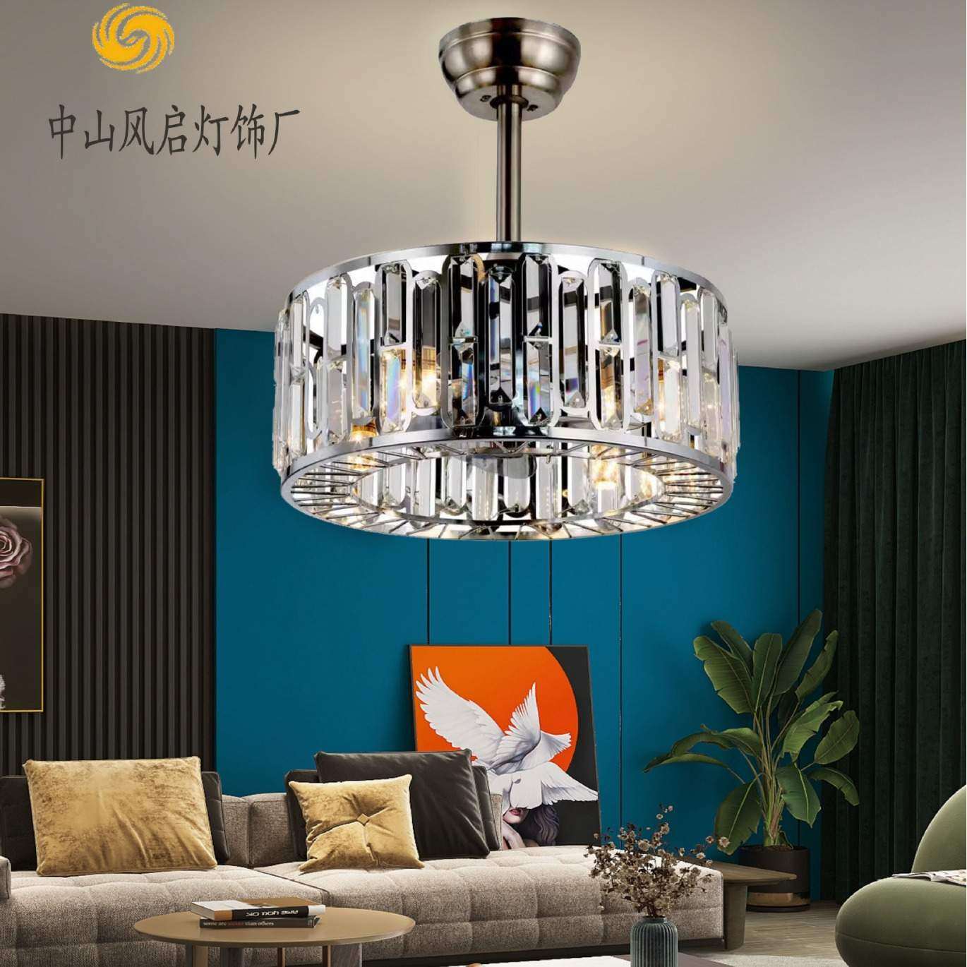 美式复古风扇灯工业风铁艺吊灯风扇家用客厅餐厅吊扇灯跨境,标准件/零部件/工业耗材,车间地垫,淘宝优惠券,粉丝福利购,淘宝优惠卷