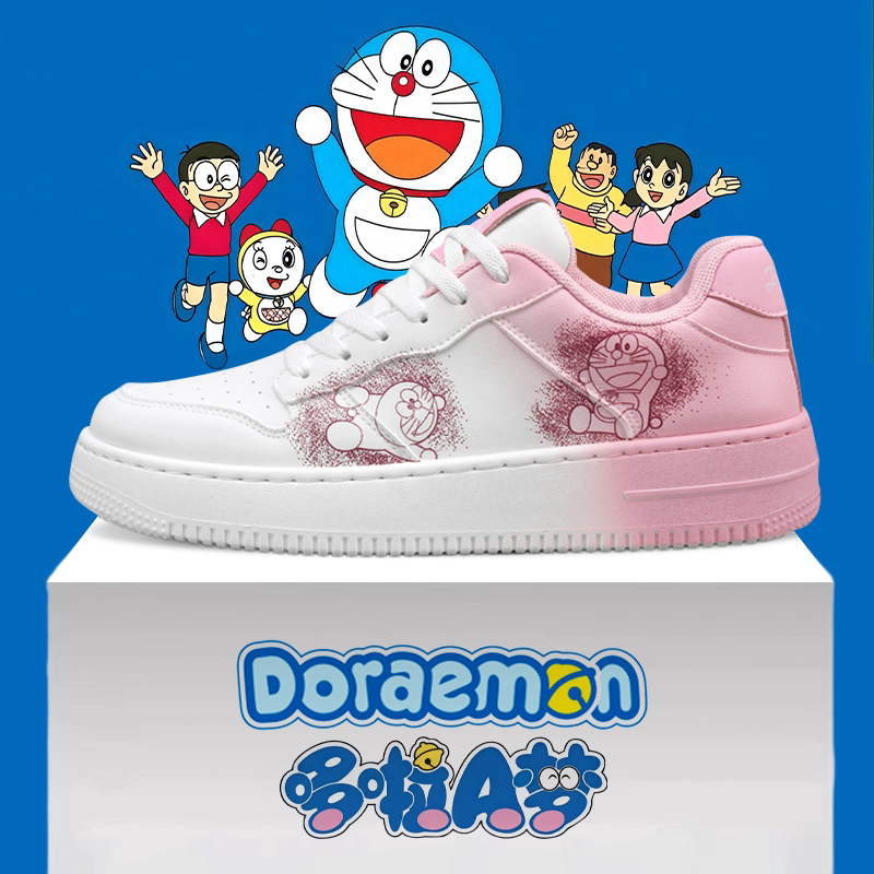 哆啦A梦粉色情侣款空军一号板鞋