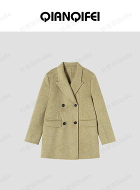 12-20H C新款高级感通勤西装双排扣双面大衣 35-01