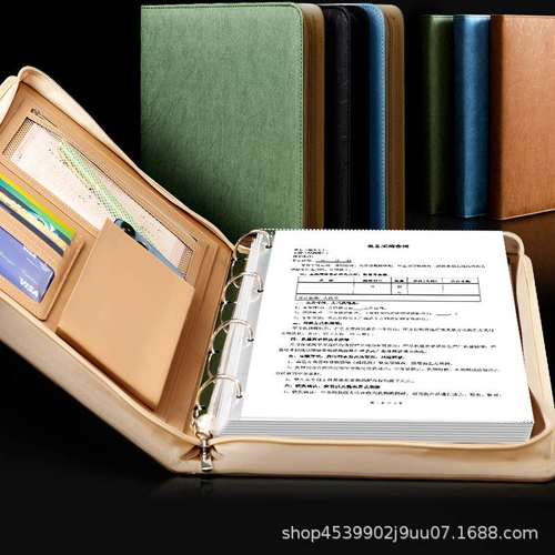 厂家 a4文件经理夹皮质商务谈客夹拉链包资料册活页夹可印logo