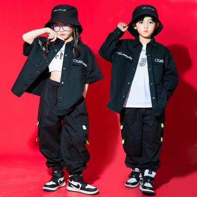 速发幼儿街舞潮服hiphop男帅气酷嘻哈套装架子鼓炸街爵士舞表演出