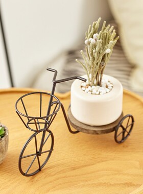 复古实木自行车桌子落地摆件美式铁艺咖啡馆P橱窗陈列品酒吧装饰