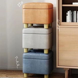 多功能收纳凳家用k实木储物沙发凳衣帽间高颜值矮凳大容量创意软