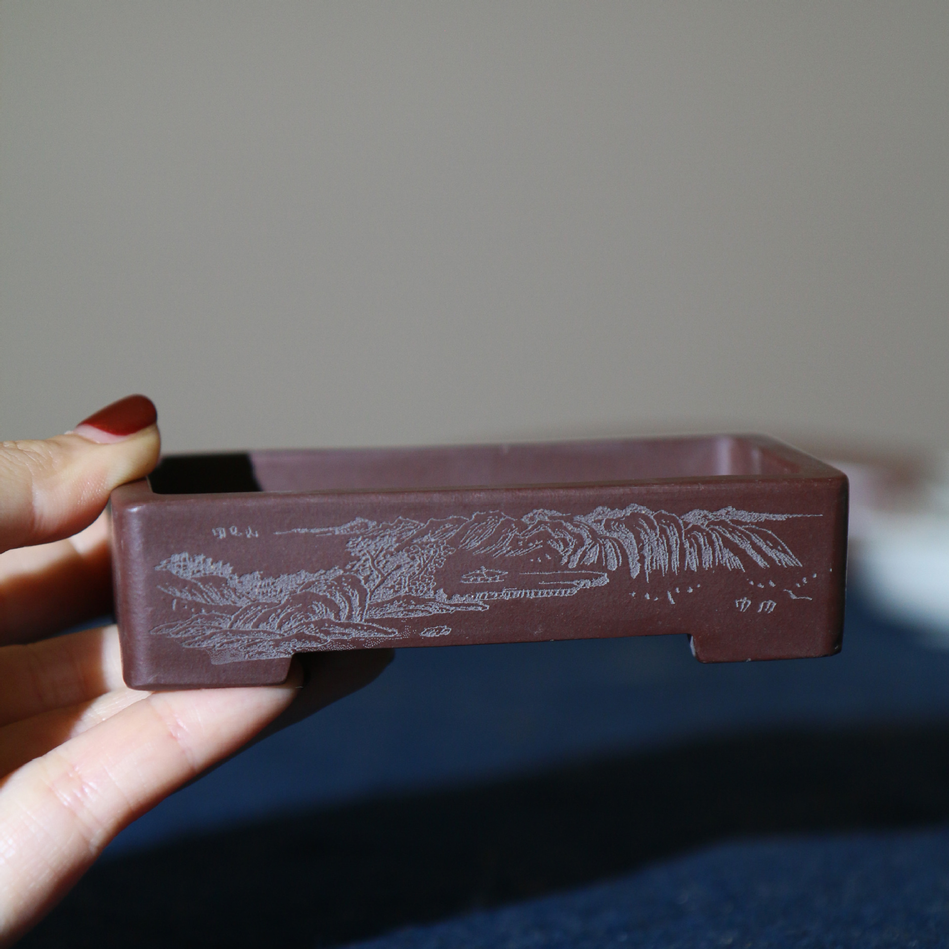 紫砂花盆长方形盆景盆手工盆马槽盆微型掌上盆栽小Y盆古典张可磊