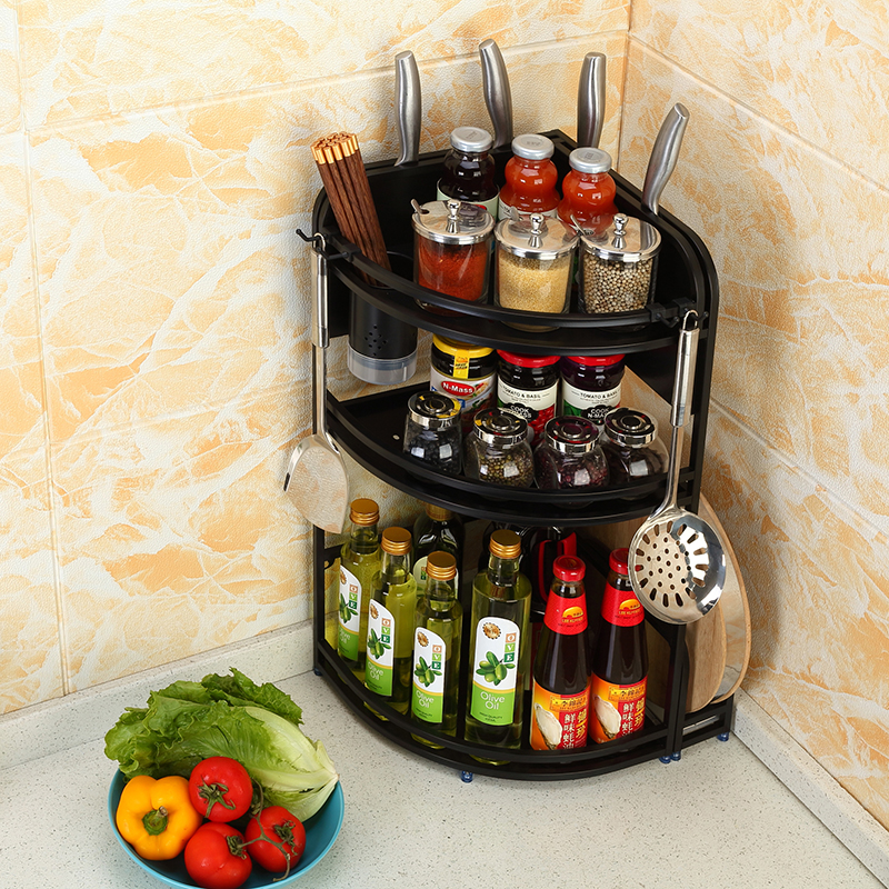 厨房不锈钢扇形三角架调料瓶收纳架D砧板架台面菜板筷子一体置物